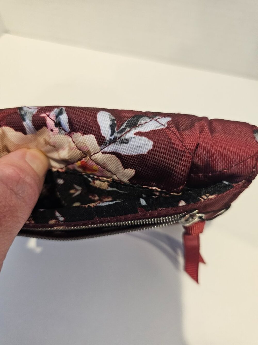 NWT Vera Bradley RFID Riley Compact Wallet Blooms Branches Burgundy Flowers Red - Picture 5 of 13